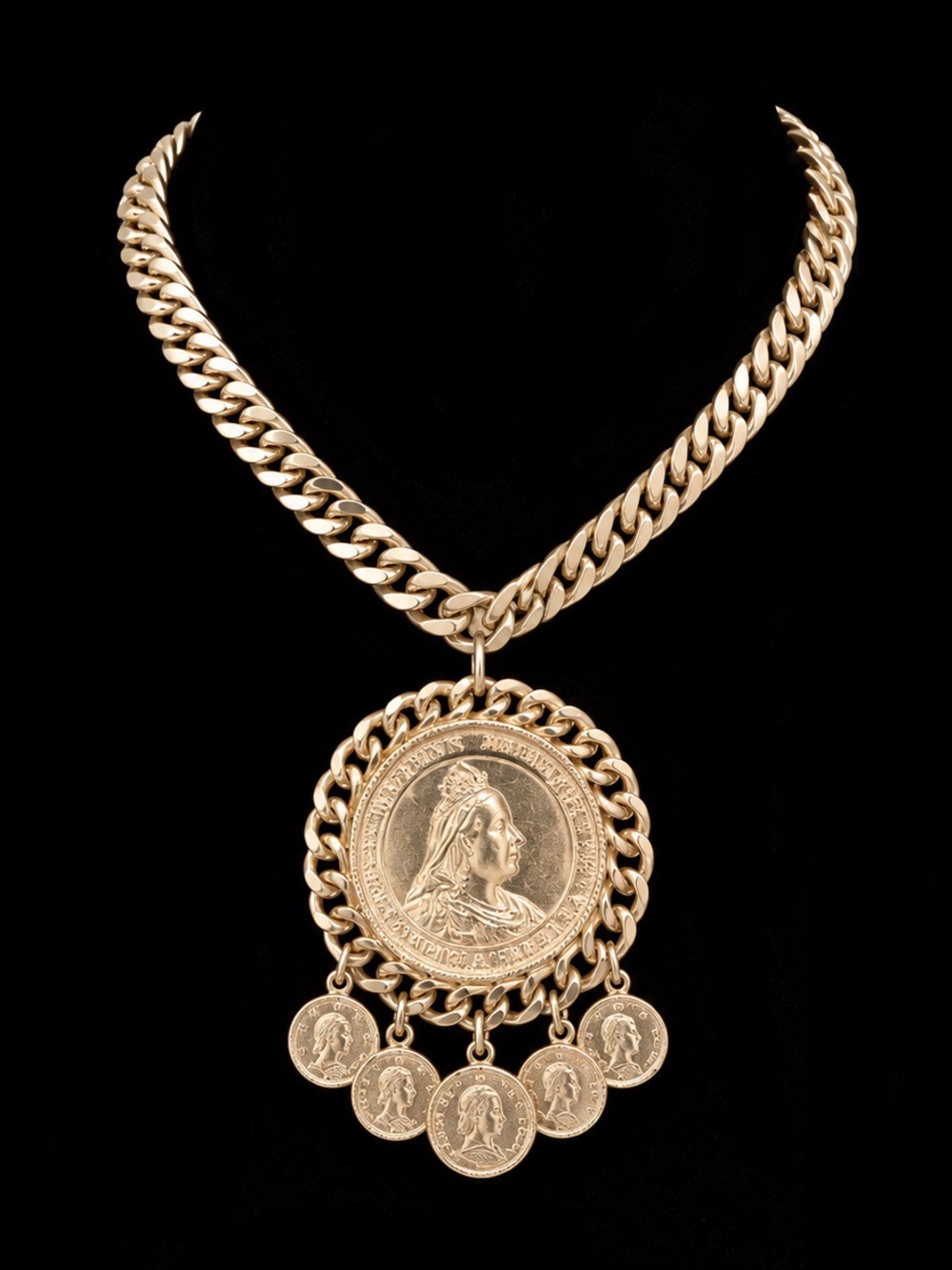 Gold Coin Medallion Charm Necklace - Women Jewelry
